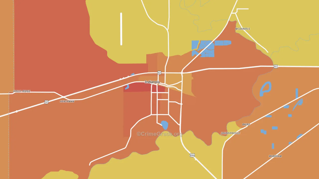 Indianola, MS Map of Murder Rates