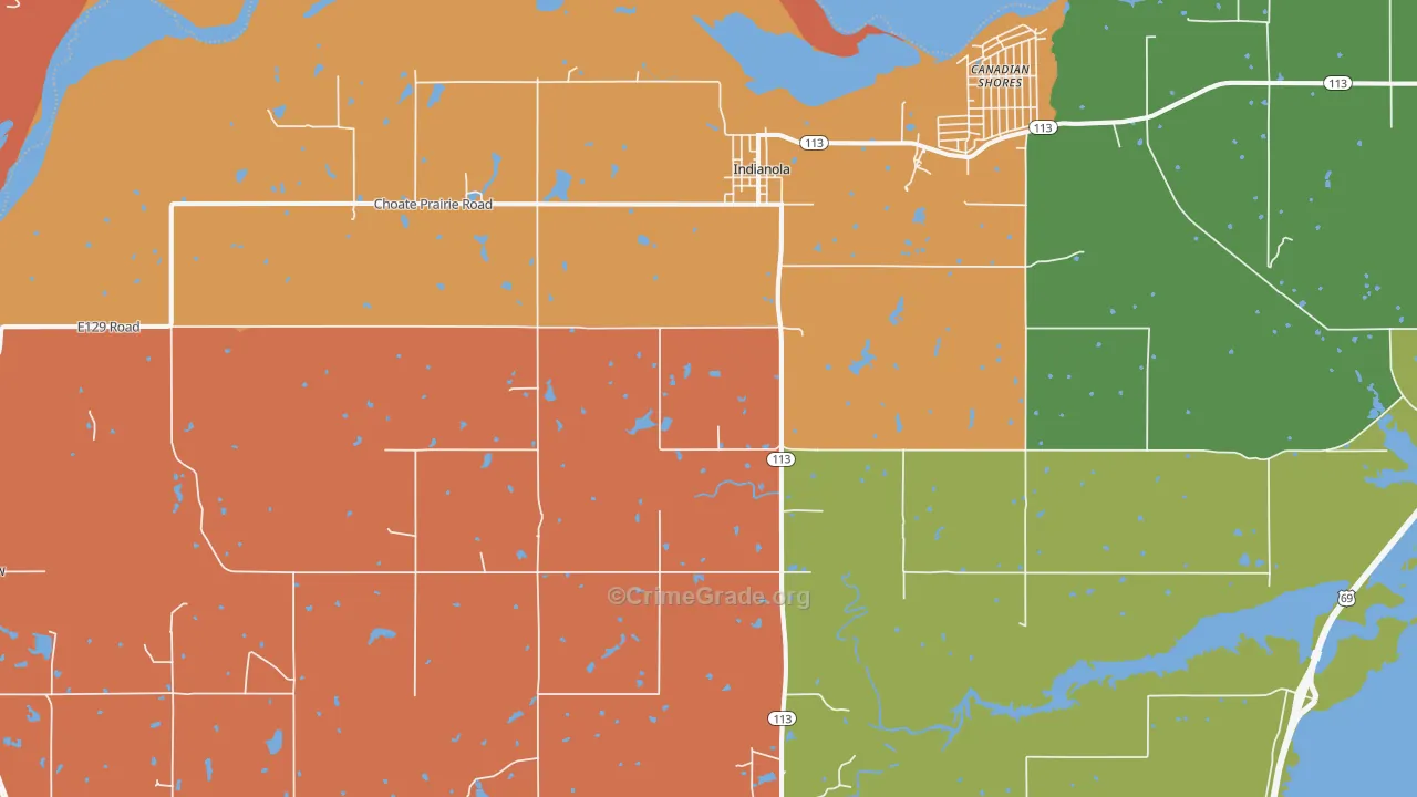 Indianola, OK Map of Murder Rates