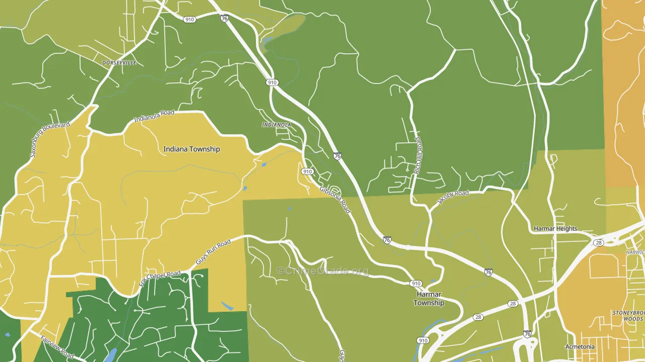 Indianola, PA Map of Murder Rates