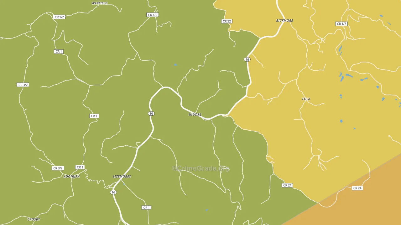 Indore, WV Map of Murder Rates
