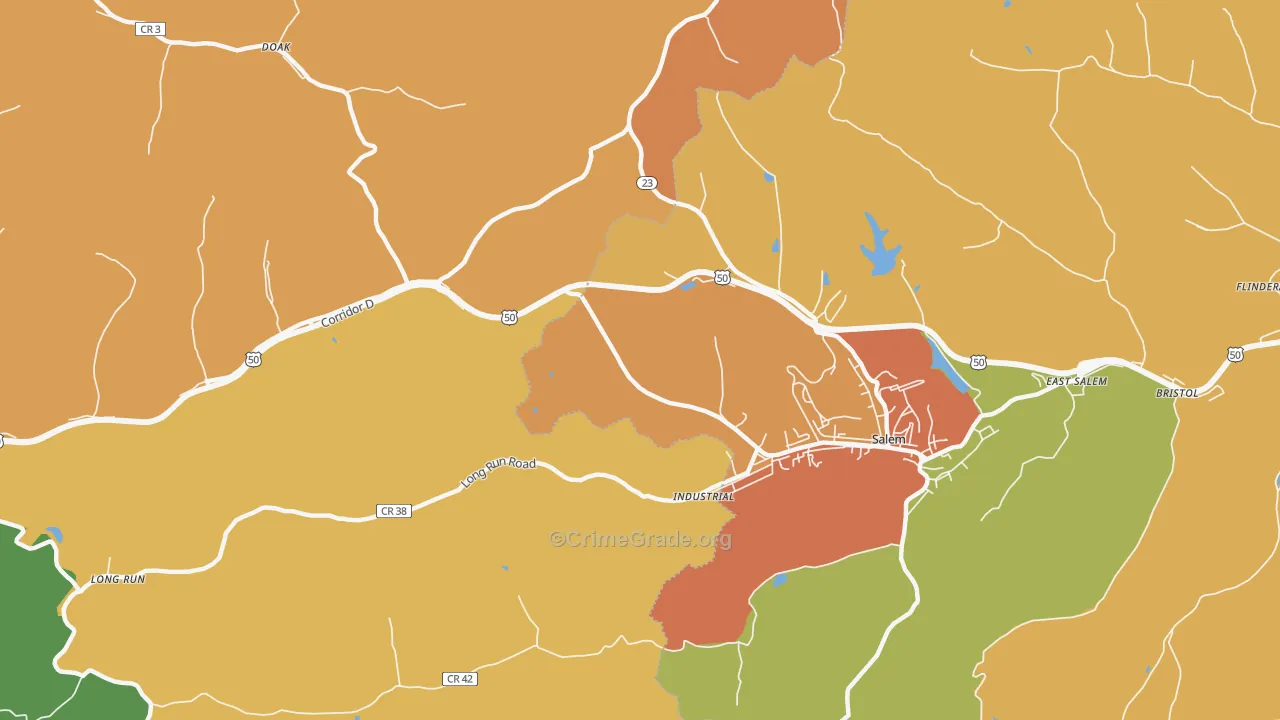Industrial, WV Map of Murder Rates