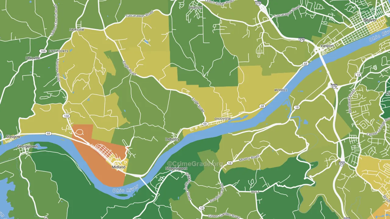 Industry, PA Map of Murder Rates