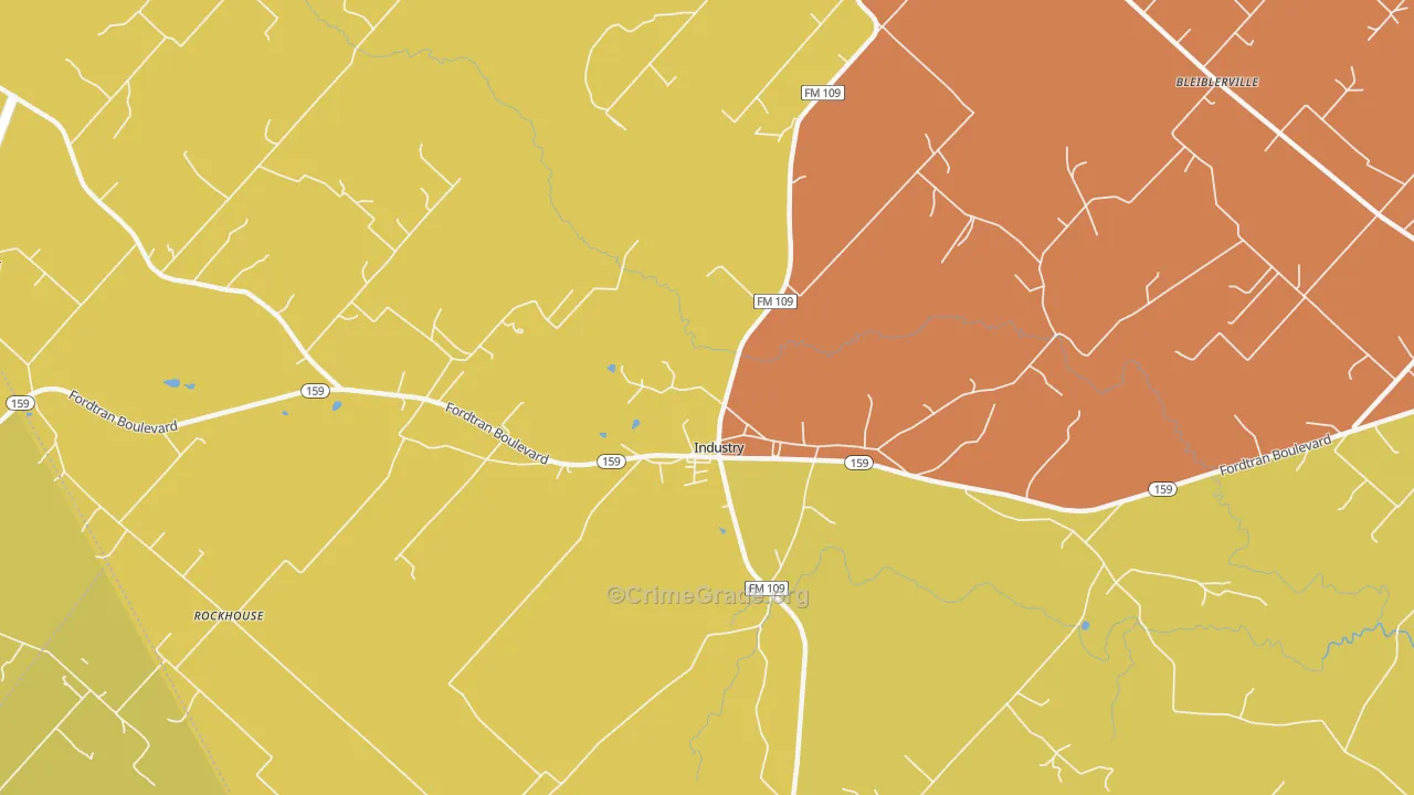 Industry, TX Map of Murder Rates