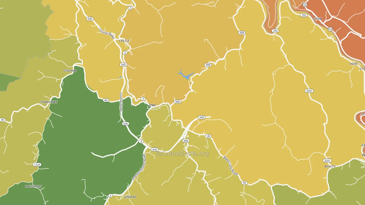 Inez, KY Map of Murder Rates