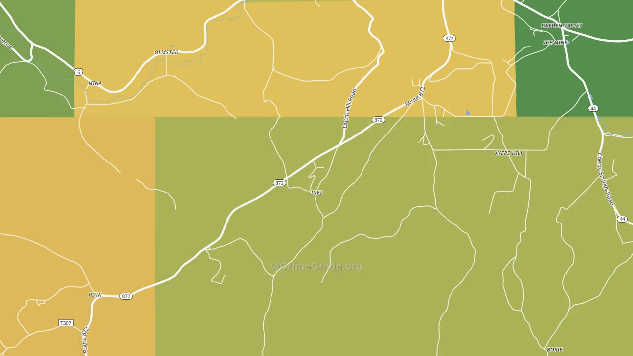 Inez, PA Map of Murder Rates