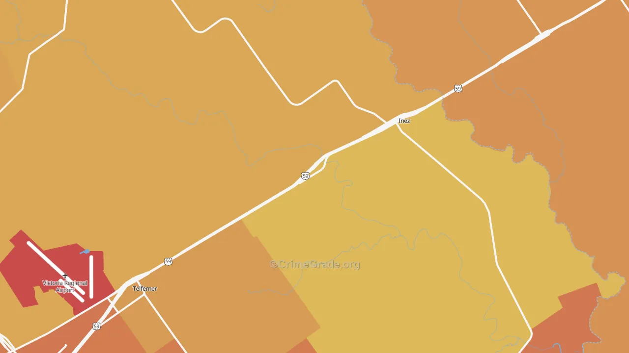 Inez, TX Map of Murder Rates