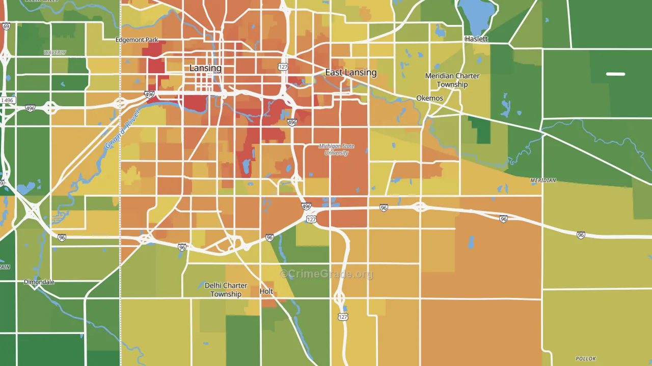 Ingham County, MI Map of Murder Rates