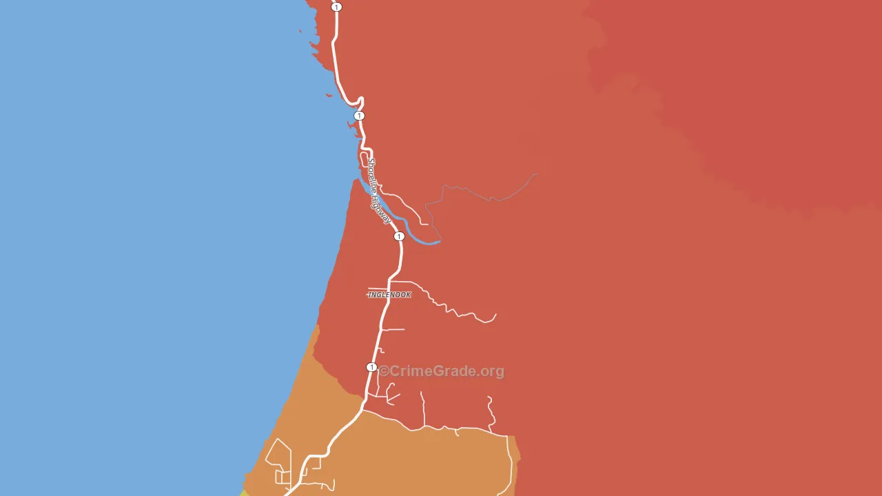 Inglenook, CA Map of Murder Rates