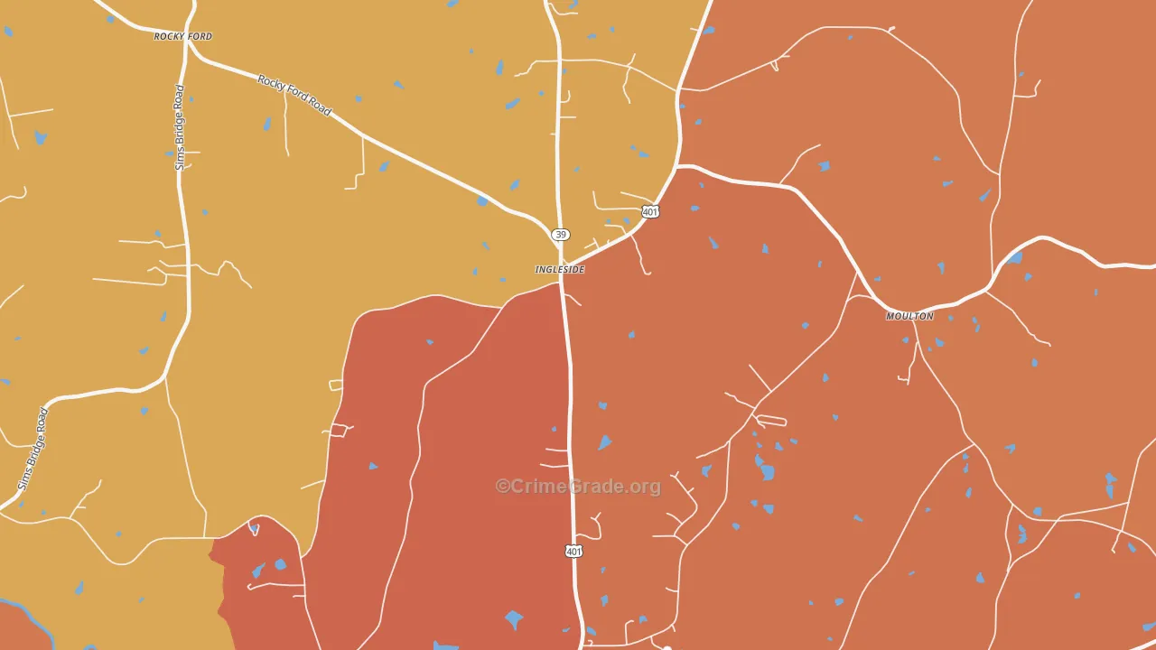 Ingleside, NC Map of Murder Rates