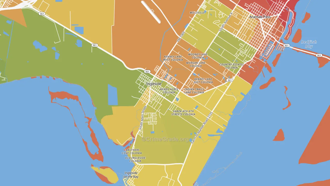 Ingleside, TX Map of Murder Rates