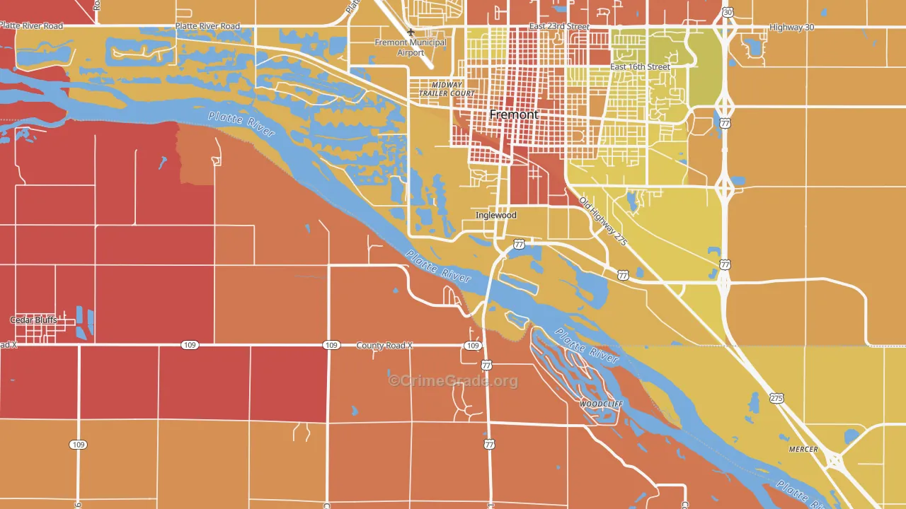 Inglewood, NE Map of Murder Rates
