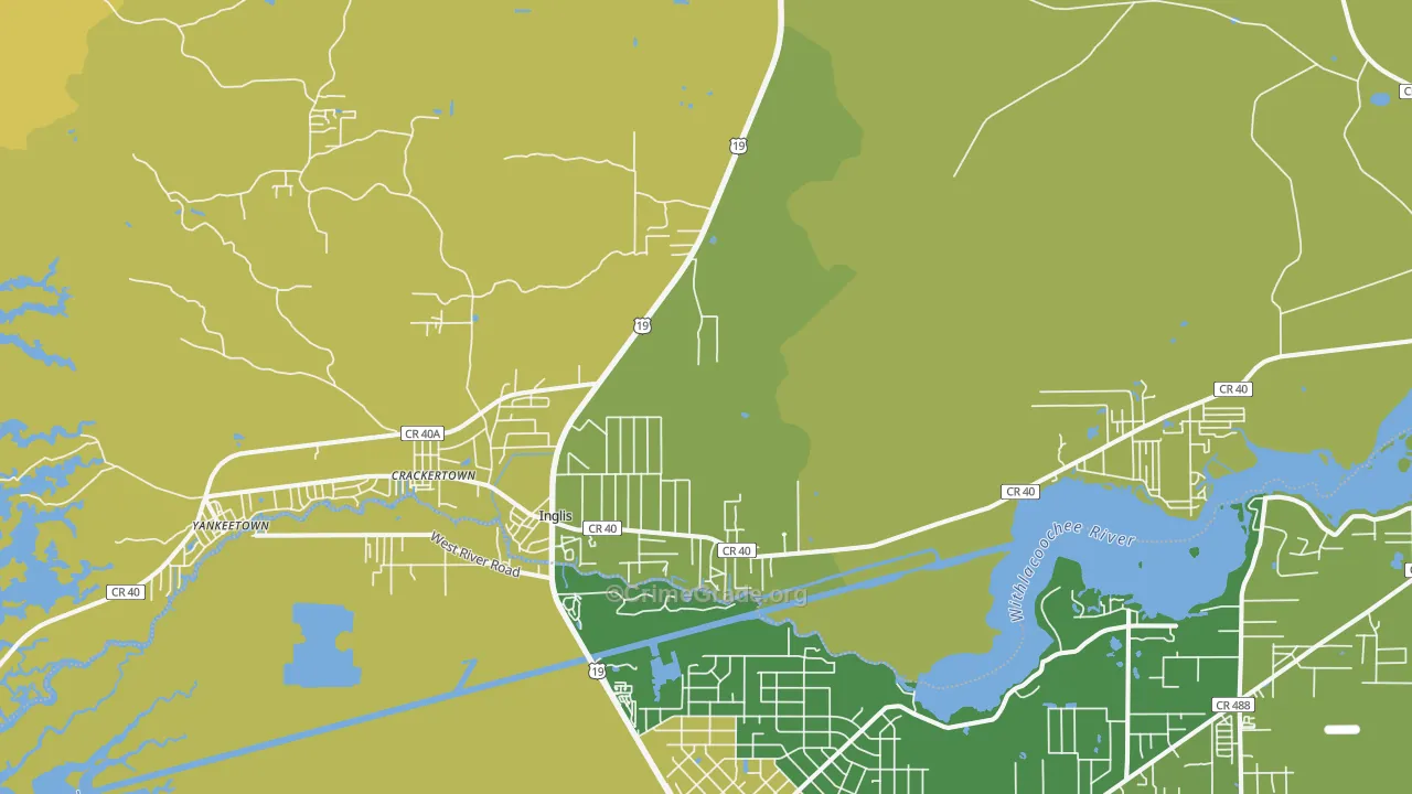 Inglis, FL Map of Murder Rates