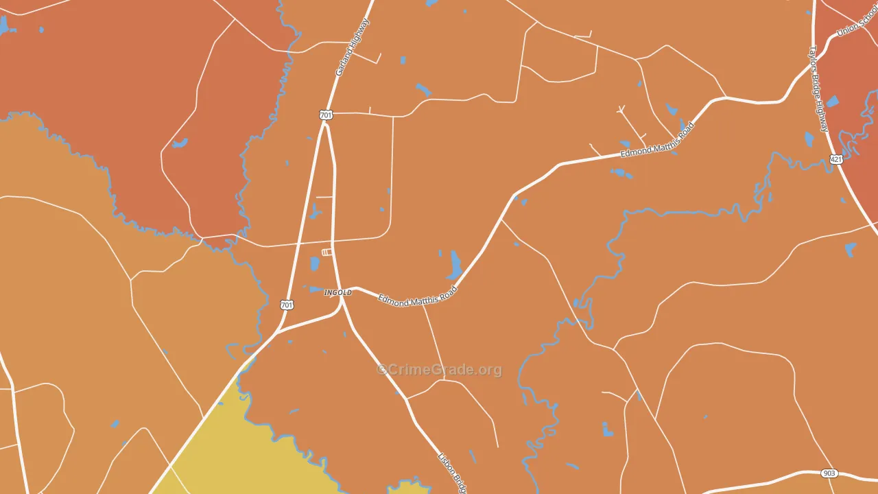 Ingold, NC Map of Murder Rates