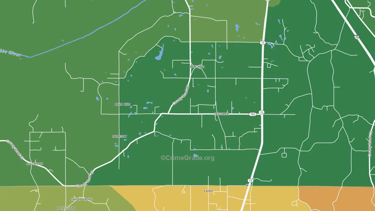 Ingomar, MS Map of Murder Rates