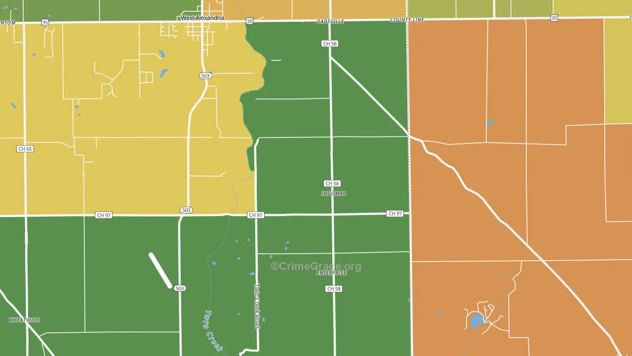 Ingomar, OH Map of Murder Rates