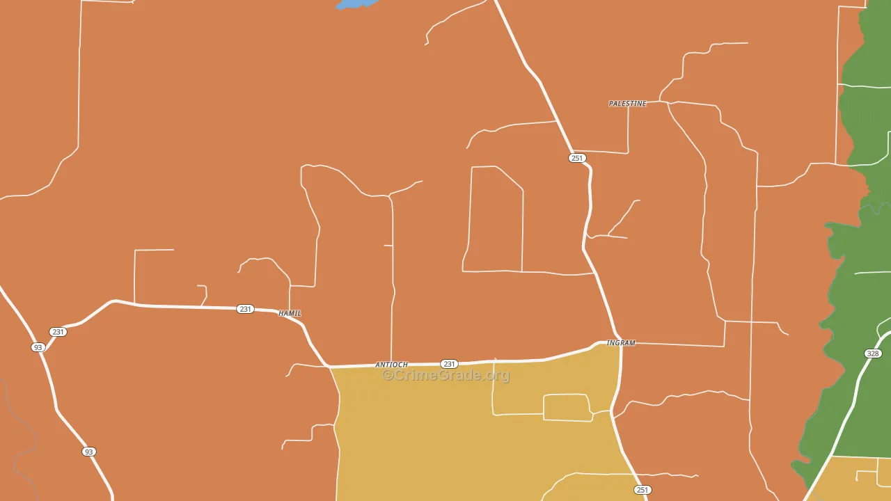 Ingram, AR Map of Murder Rates
