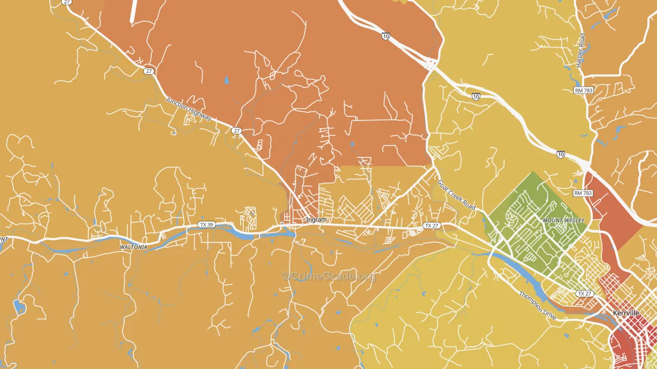 Ingram, TX Map of Murder Rates