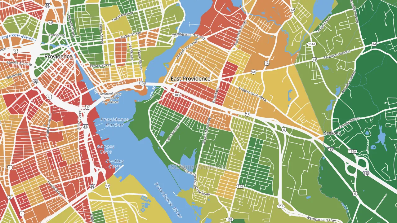 Ingrams Corner, East Providence, RI Map of Murder Rates
