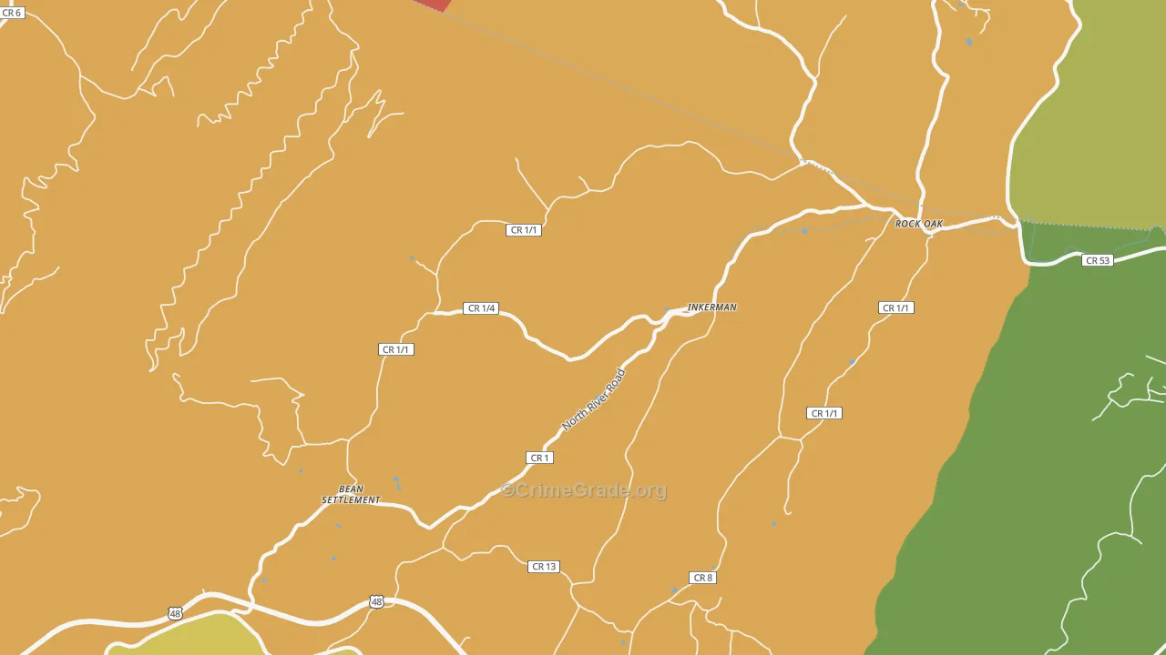Inkerman, WV Map of Murder Rates