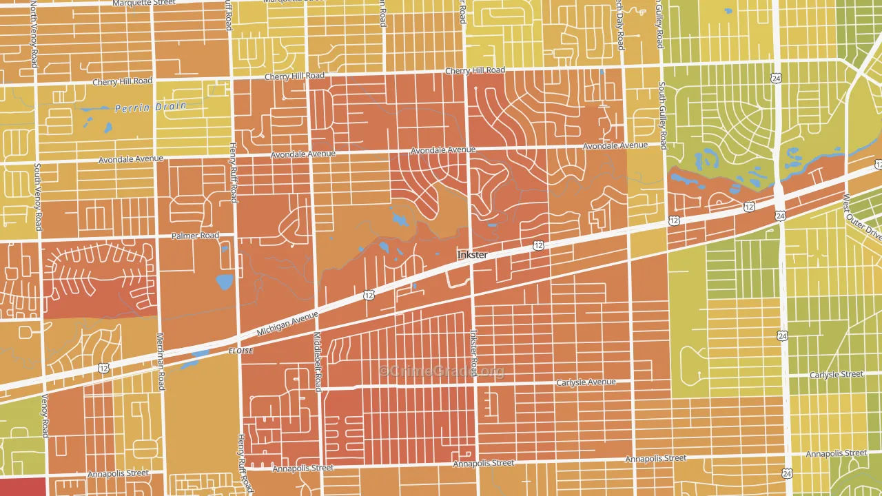 Inkster, MI Map of Murder Rates