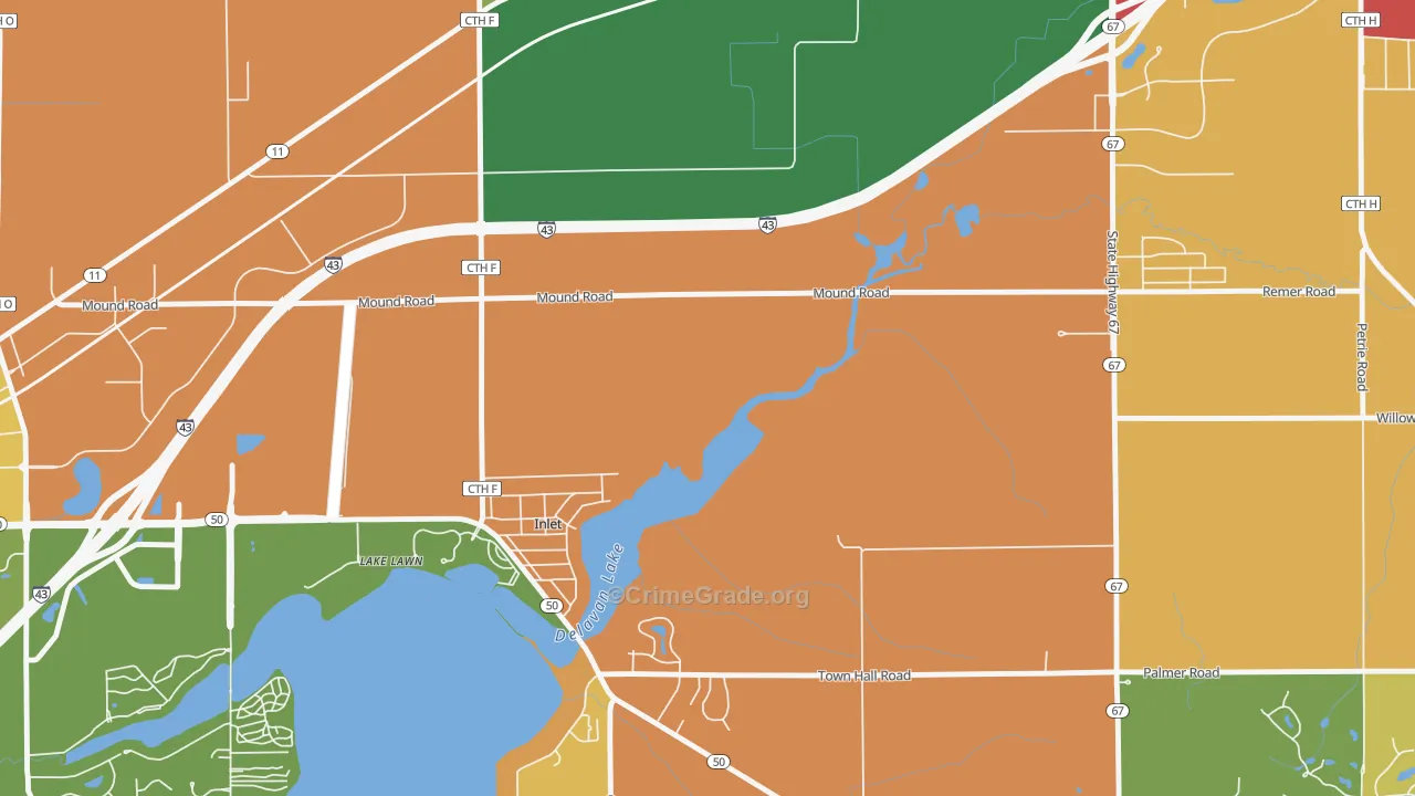 Inlet, WI Map of Murder Rates