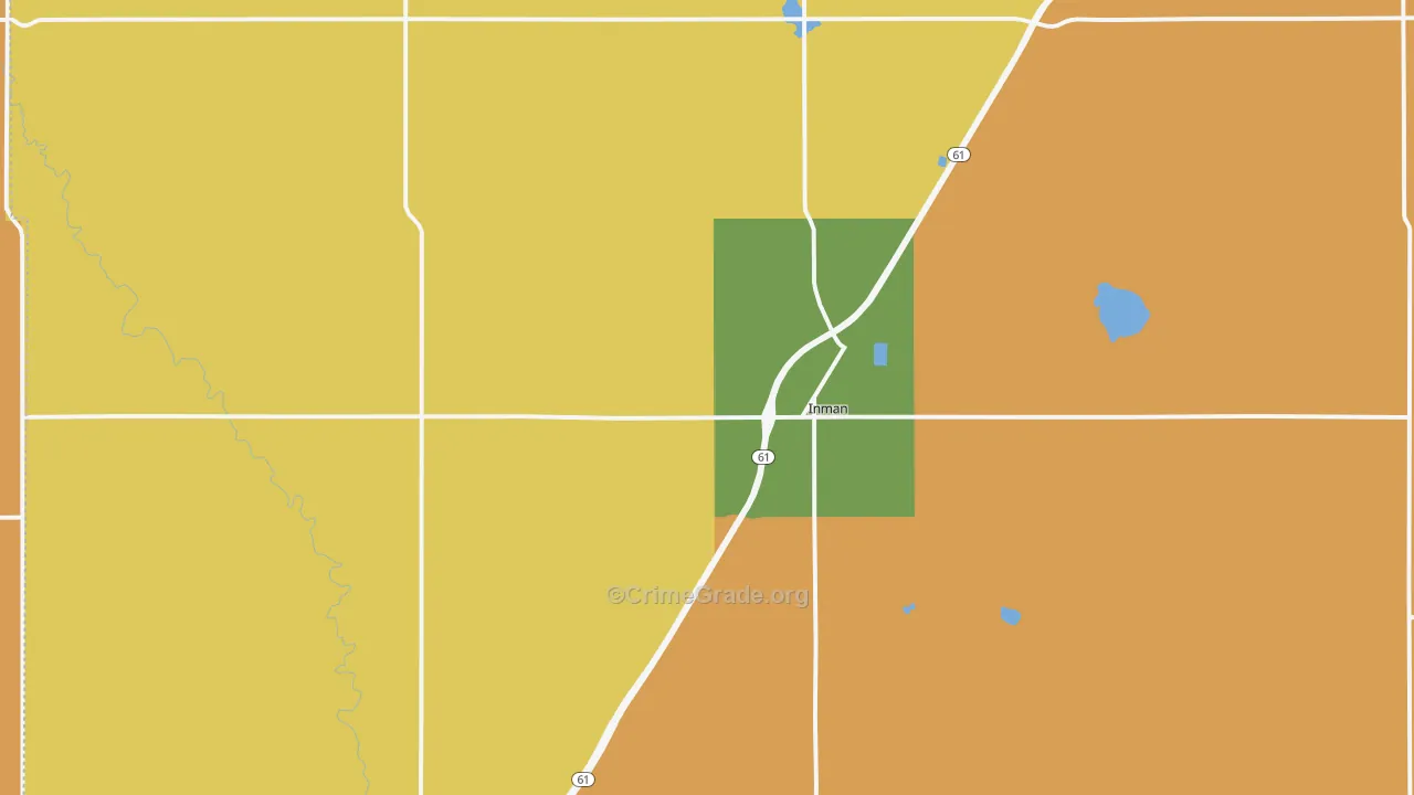 Inman, KS Map of Murder Rates
