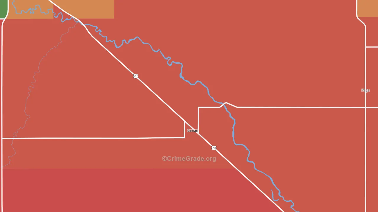 Inman, NE Map of Murder Rates