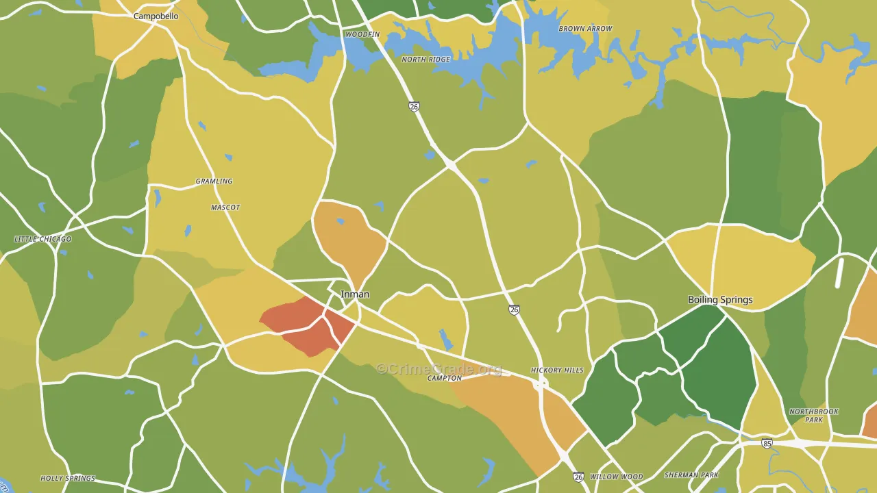 Inman, SC Map of Murder Rates