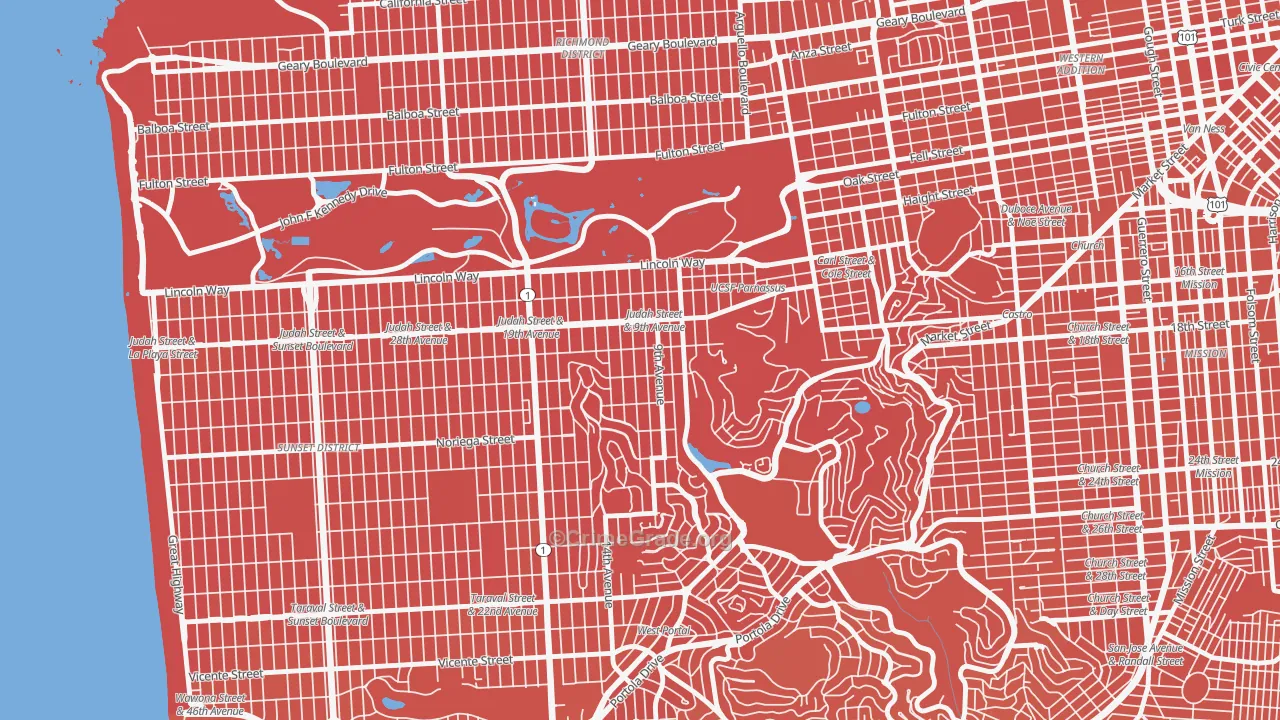 Inner Sunset, San Francisco, CA Map of Murder Rates
