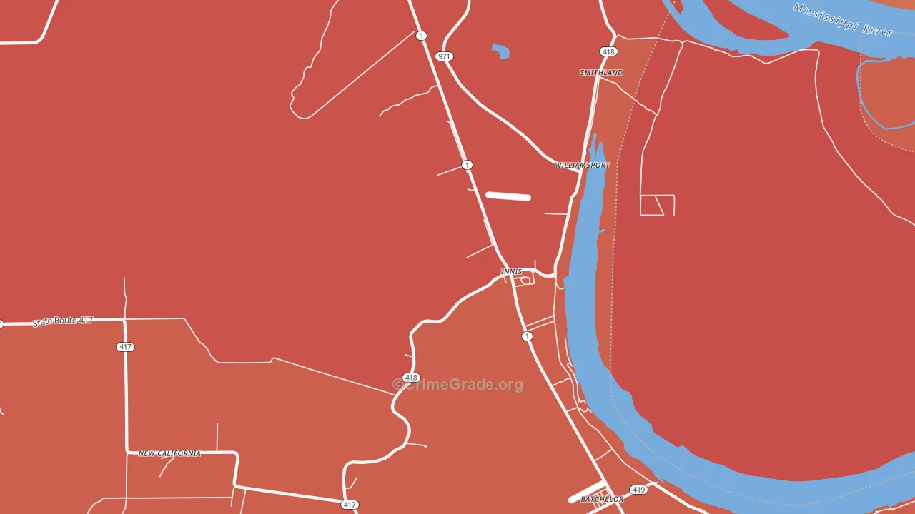 Innis, LA Map of Murder Rates