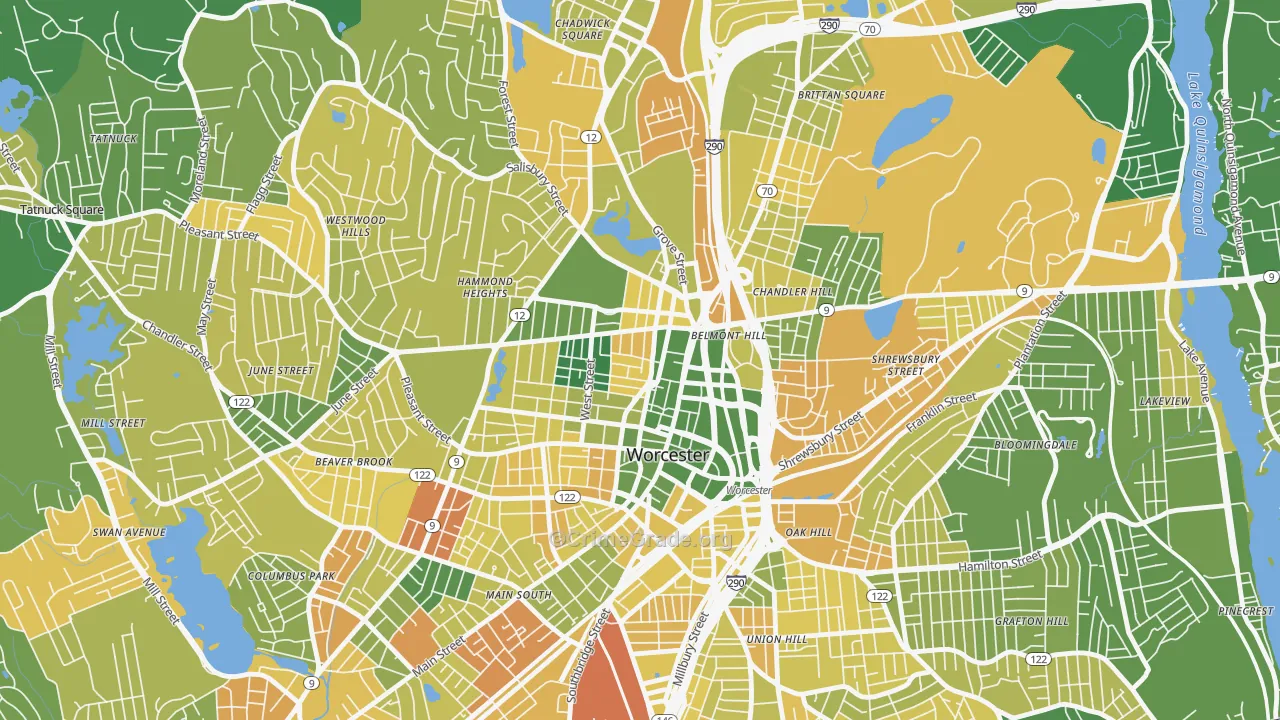 Institute Park, Worcester, MA Map of Murder Rates