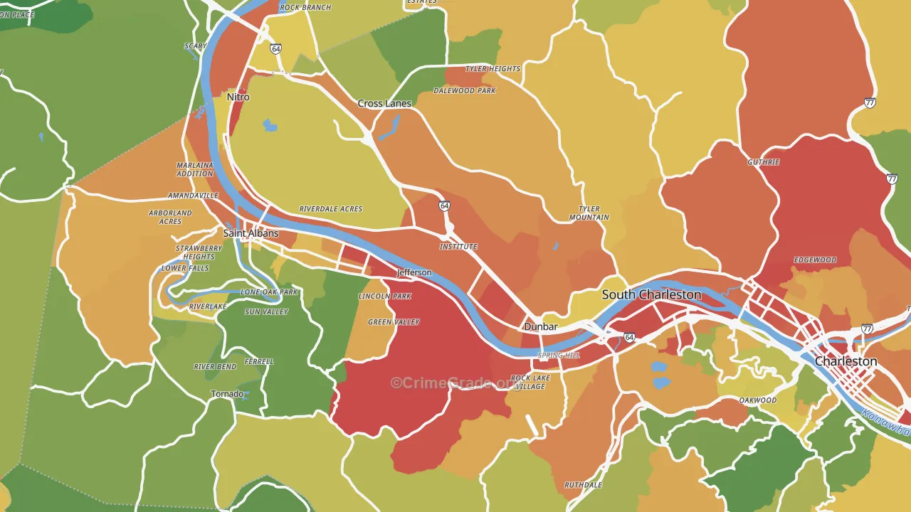 Institute, WV Map of Murder Rates