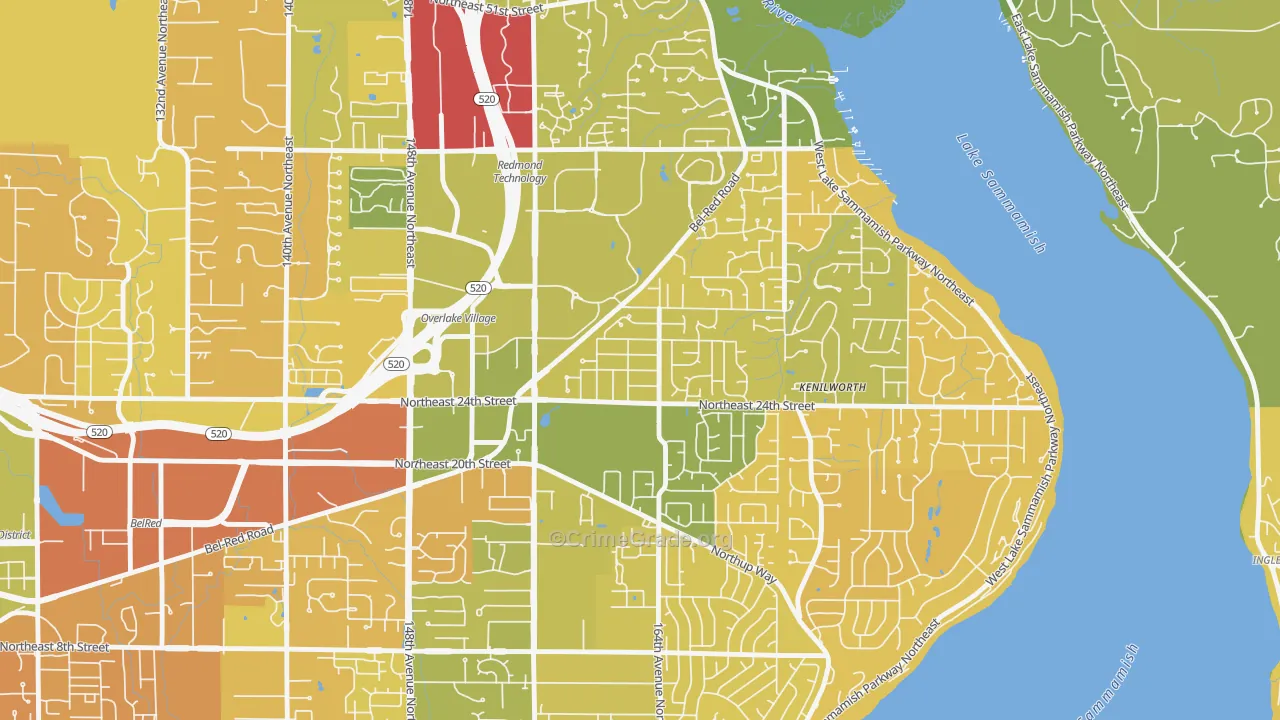 Interlake, Bellevue, WA Map of Murder Rates