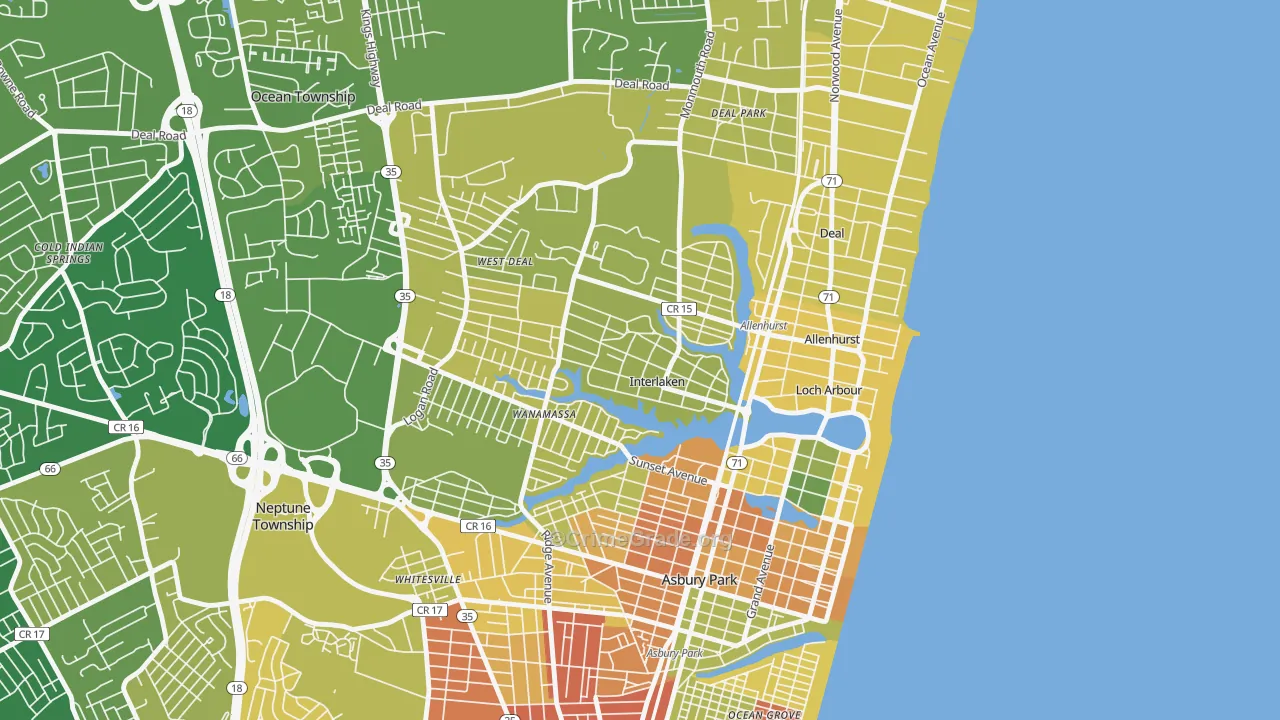 Interlaken, NJ Map of Murder Rates