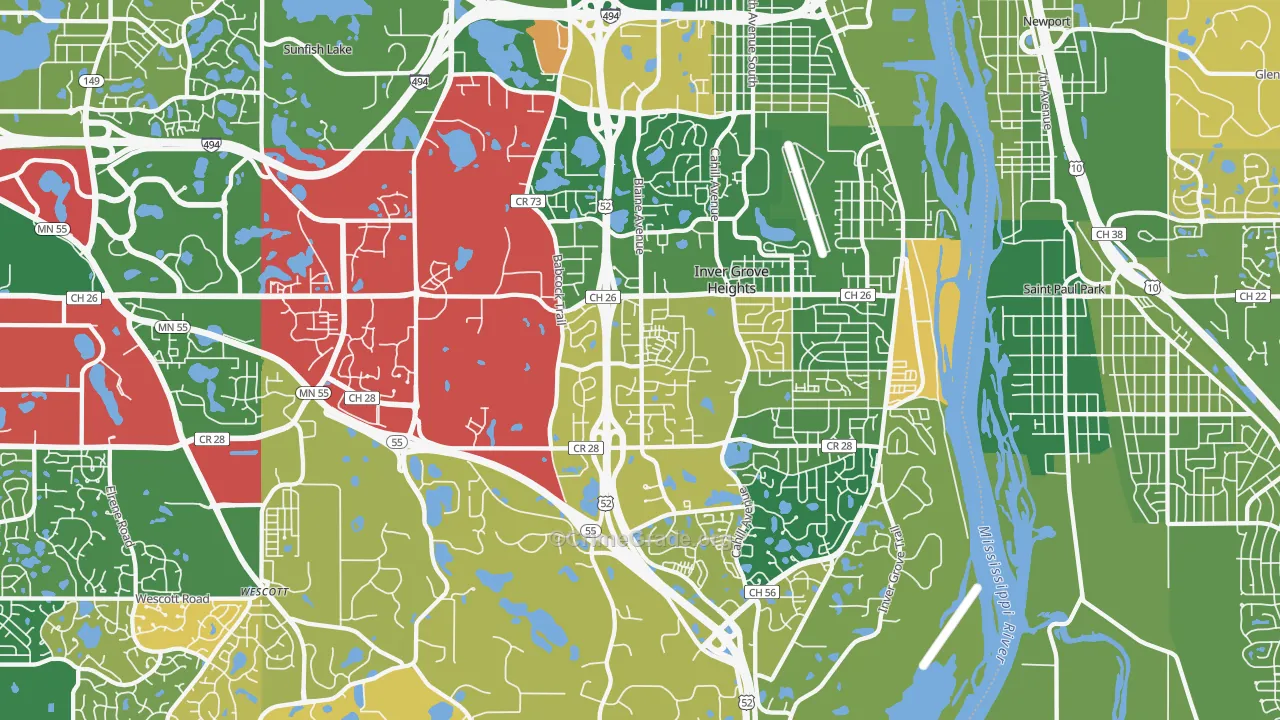 Inver Grove Heights, MN Map of Murder Rates