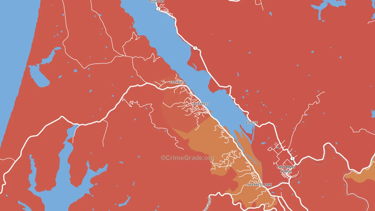Inverness, CA Map of Murder Rates