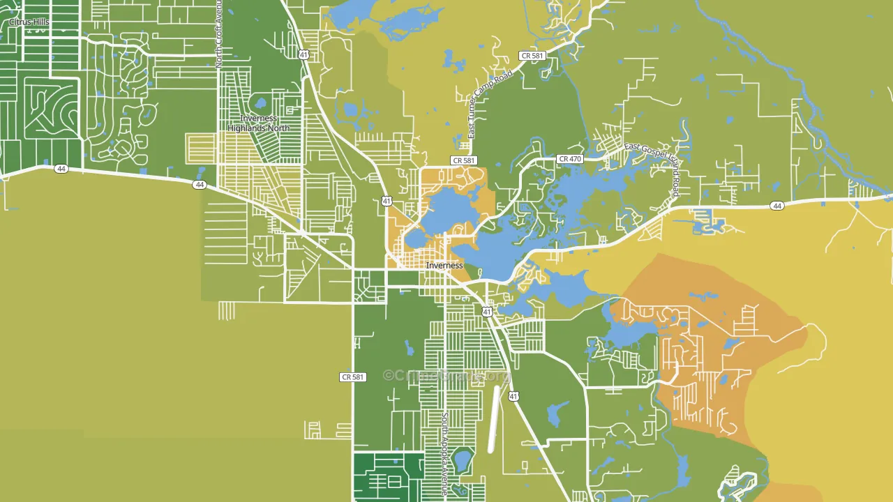 Inverness, FL Map of Murder Rates