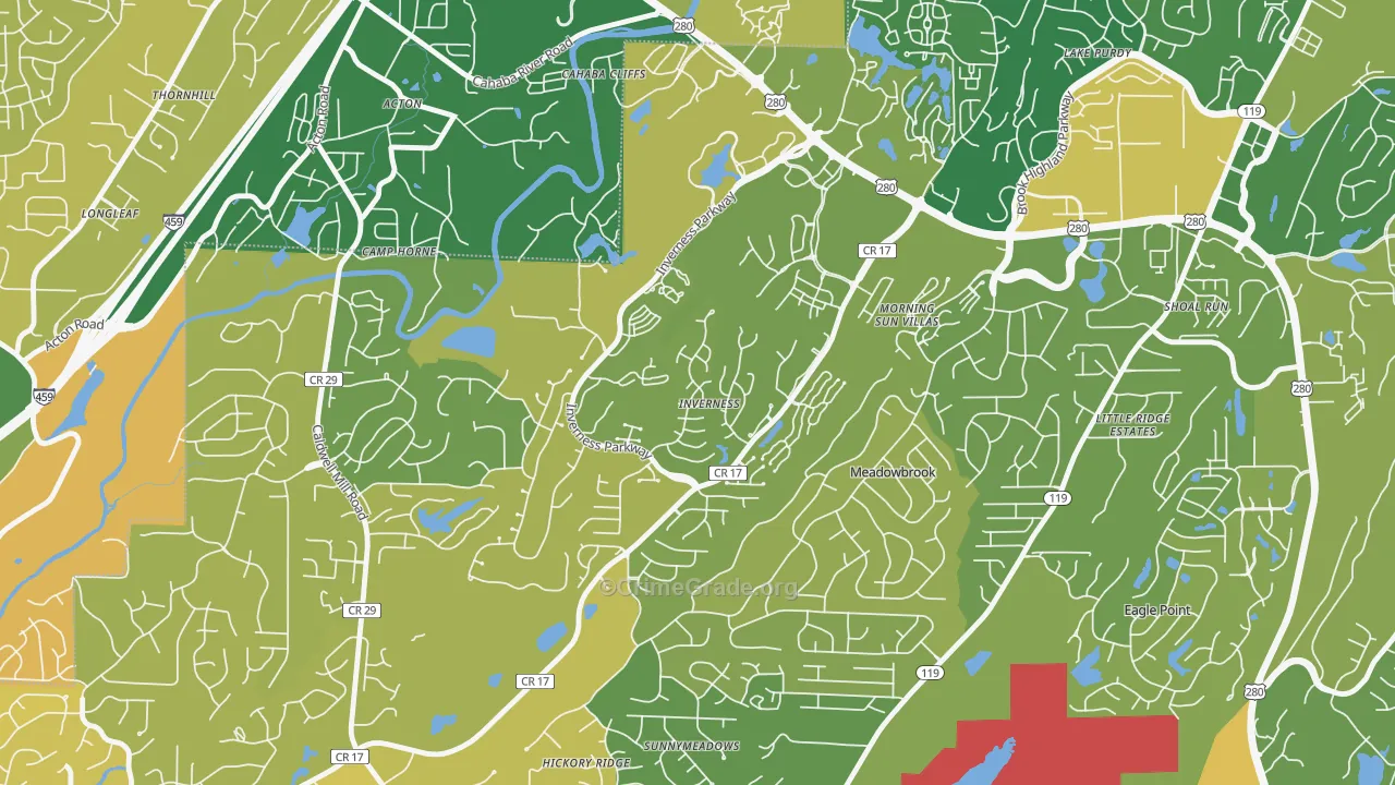 Inverness, Hoover, AL Map of Murder Rates