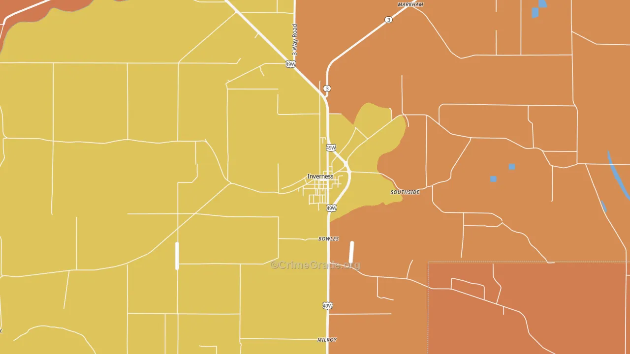 Inverness, MS Map of Murder Rates