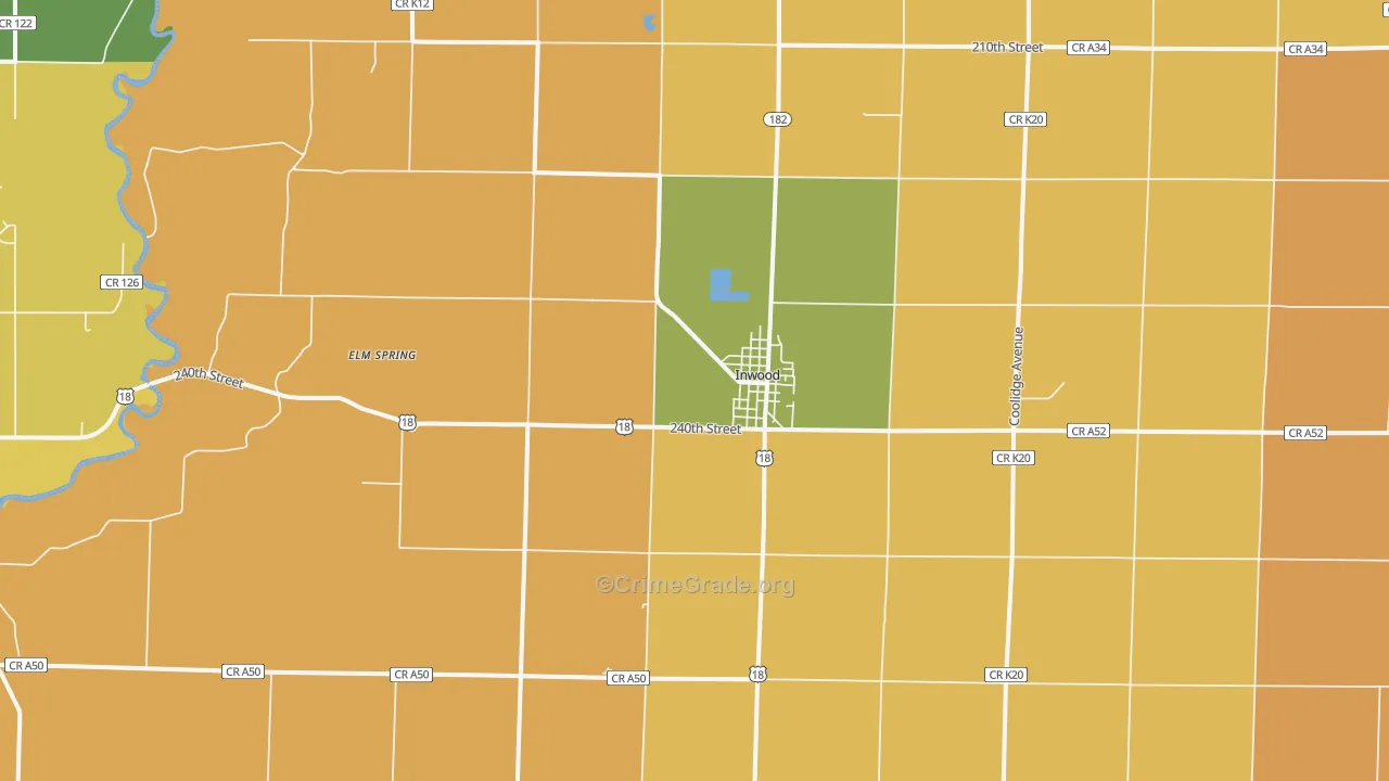 Inwood, IA Map of Murder Rates