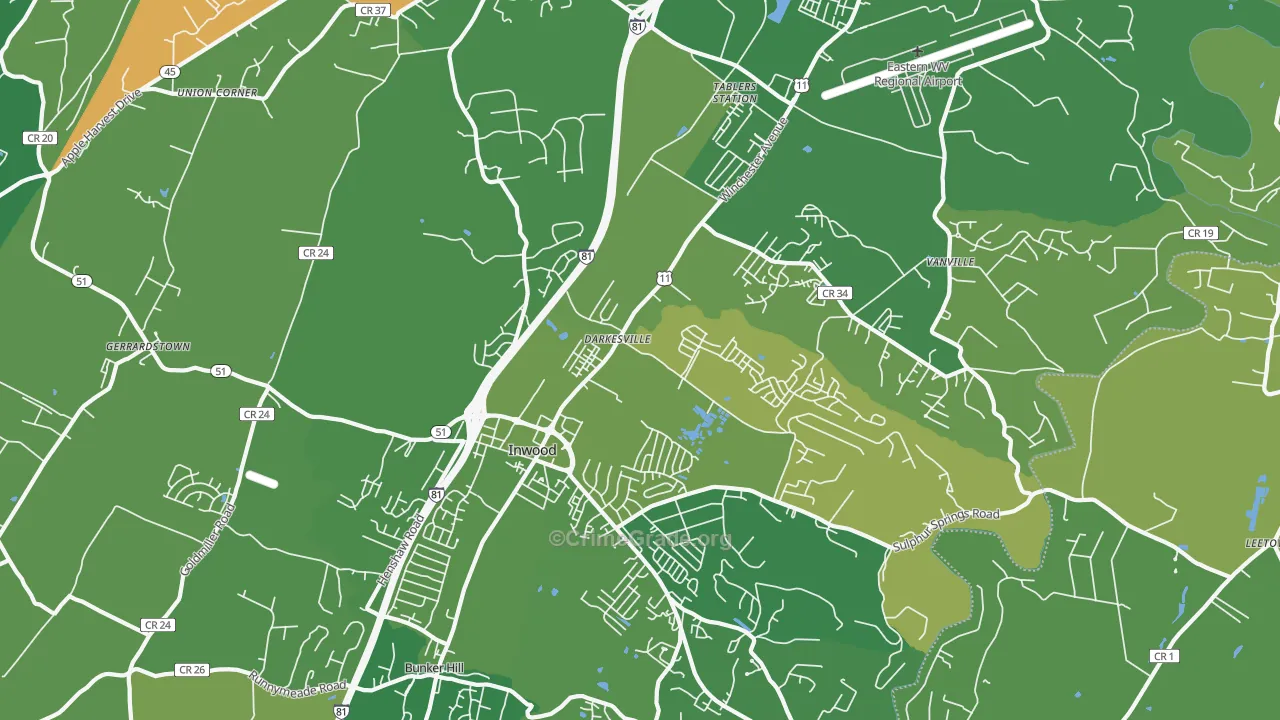 Inwood, WV Map of Murder Rates