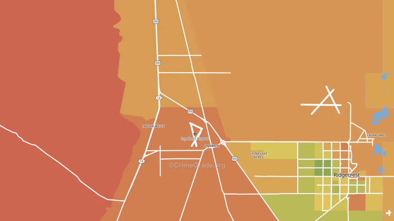 Inyokern, CA Map of Murder Rates