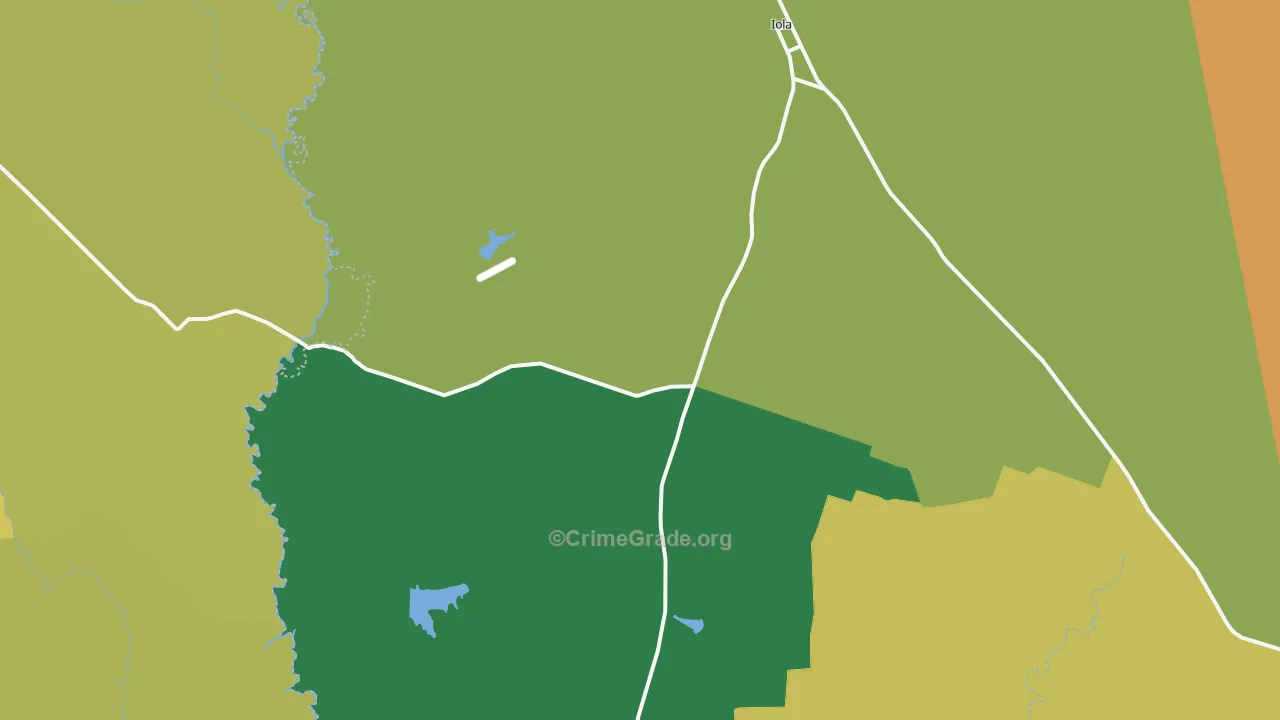 Iola, TX Map of Murder Rates