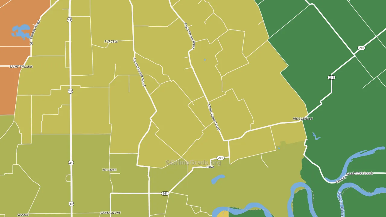 Iona, IN Map of Murder Rates