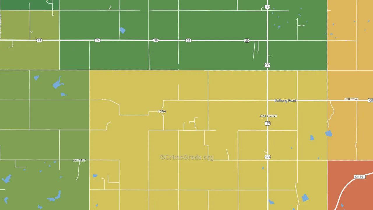 Iona, OK Map of Murder Rates