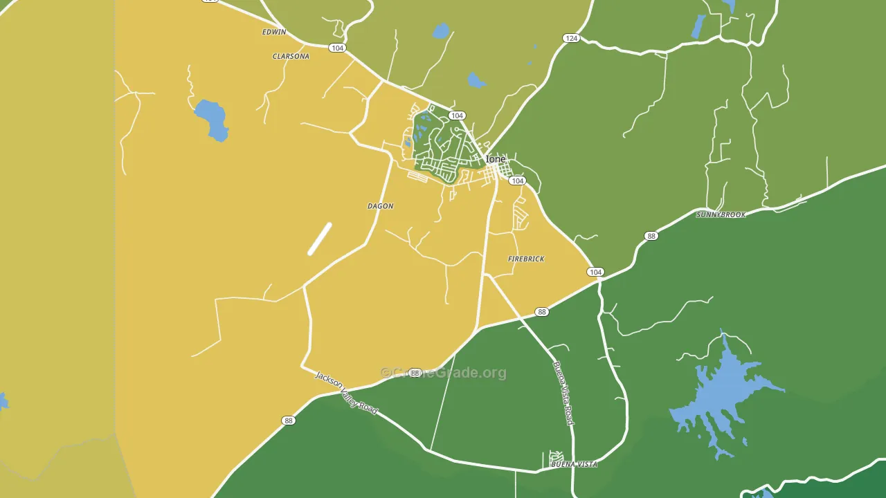 Ione, CA Map of Murder Rates