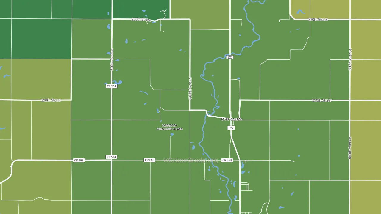Iowa Center, IA Map of Murder Rates