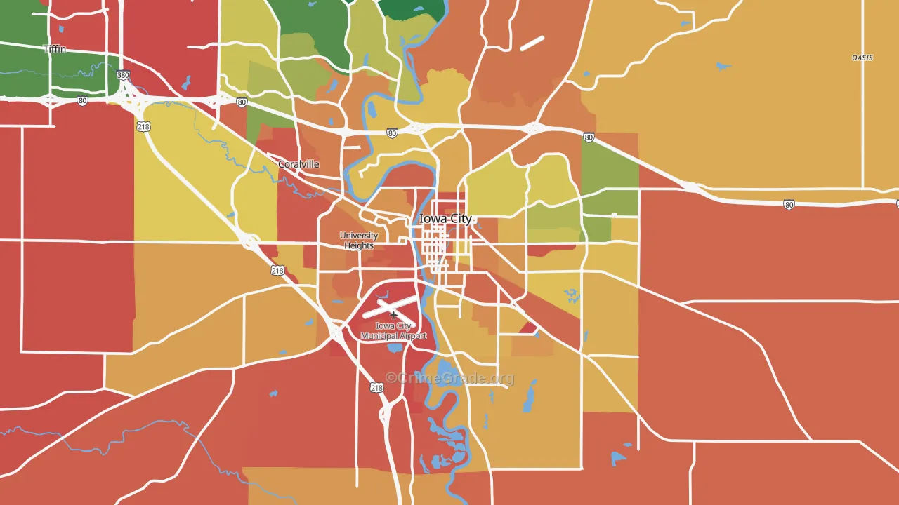 Iowa City, IA Map of Murder Rates