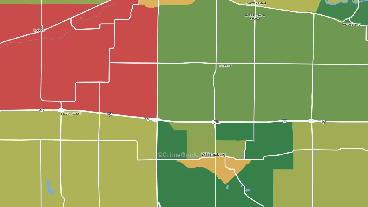 Iowa County, IA Map of Murder Rates