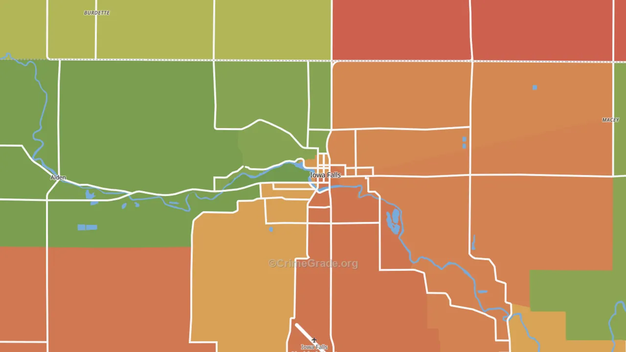 Iowa Falls, IA Map of Murder Rates